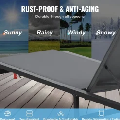 VEVOR Chaise Lounge Chairs Outdoor, Aluminum Patio Lounge Chairs with Adjustable 5-Position, Folding Pool Lounge Chairs Recliner and Full Flat Tanning Chairs for Patio, Beach, Pool, Dark Grey, 2 pcs