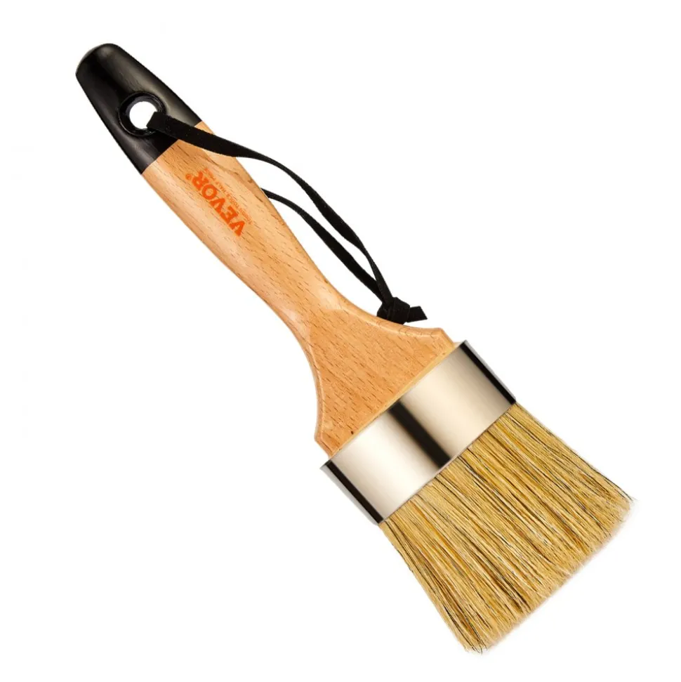 VEVOR Chalk Wax Paint Brush, 4 Piece Wax Paint Brush, Chalk Paint Brushes for Furniture, Acrylic Paint,Milk Paint,Home Decor, Natural Bristle Round Oval Chalk Paint Brush for All Painting and Waxing