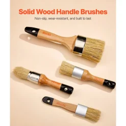 VEVOR Chalk Wax Paint Brush, 4 Piece Wax Paint Brush, Chalk Paint Brushes for Furniture, Acrylic Paint,Milk Paint,Home Decor, Natural Bristle Round Oval Chalk Paint Brush for All Painting and Waxing