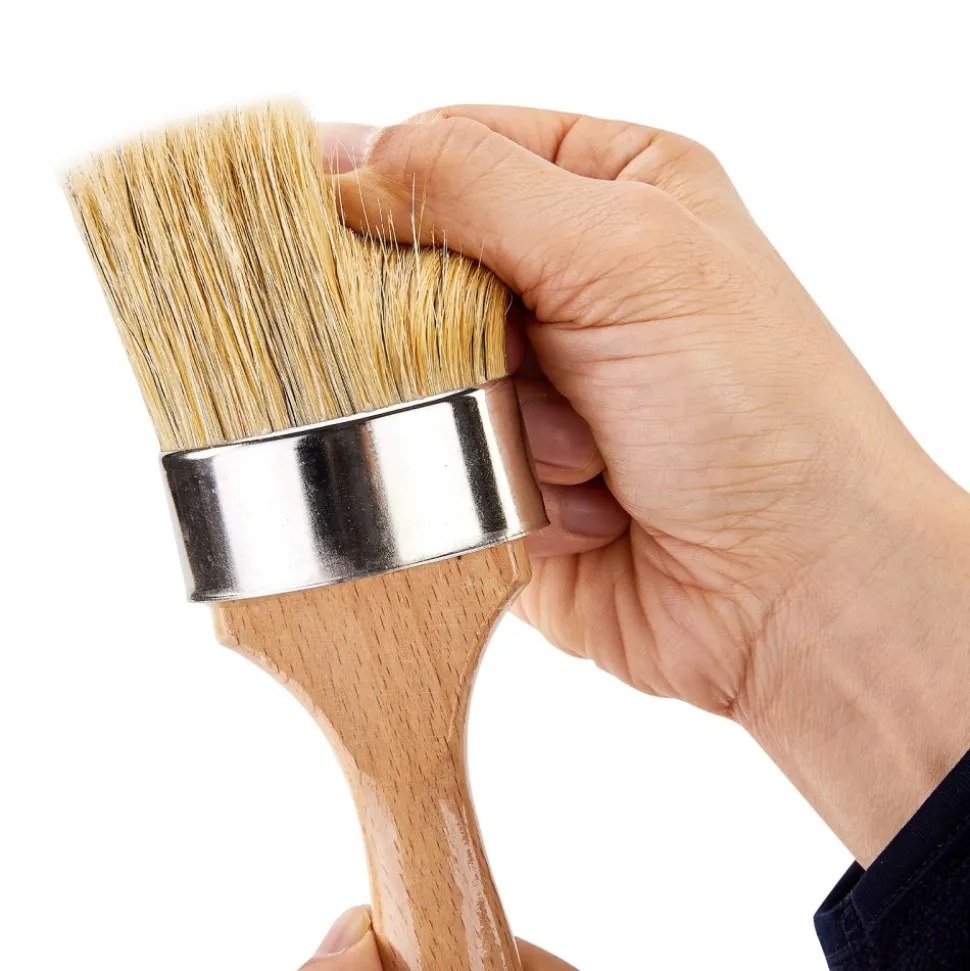 VEVOR Chalk Wax Paint Brush, 4 Piece Wax Paint Brush, Chalk Paint Brushes for Furniture, Acrylic Paint,Milk Paint,Home Decor, Natural Bristle Round Oval Chalk Paint Brush for All Painting and Waxing