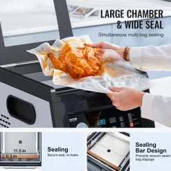 VEVOR Chamber Vacuum Sealer, 380W Vacuum Pump Power, Sealing Bag Packing Machine for Wet Foods, Meat, Compact Design with 11.5 in Sealing Length, Ideal Commercial Sealer for Professional and Home Use