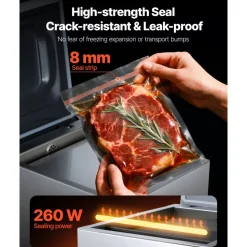 VEVOR Chamber Vacuum Sealer, 260W Sealing Power, Vacuum Packing Machine for Wet Foods, Meats, Marinades and More, Compact Size with 10.2 in Sealing Length, Applied in Home Kitchen