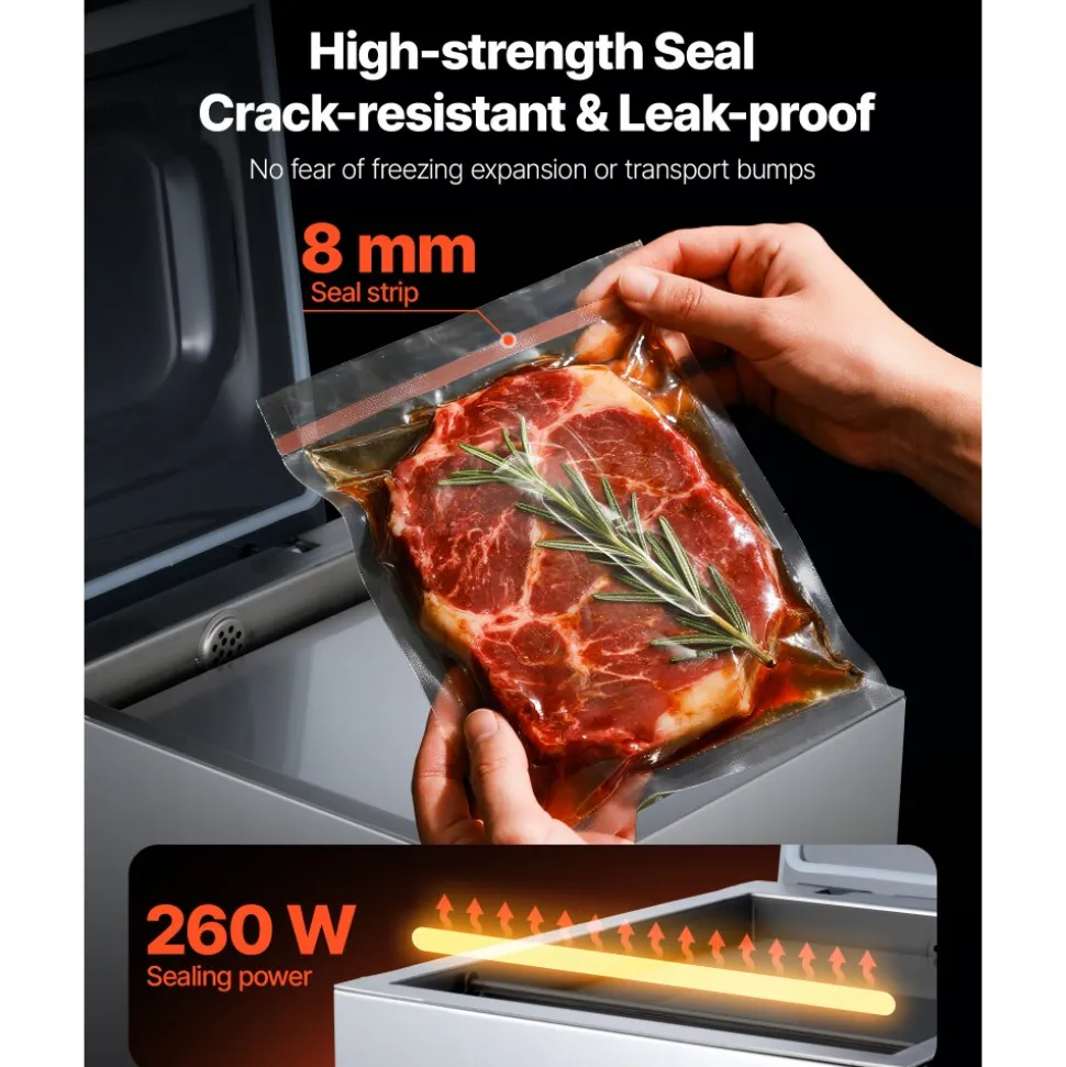 VEVOR Chamber Vacuum Sealer, 260W Sealing Power, Vacuum Packing Machine for Wet Foods, Meats, Marinades and More, Compact Size with 10.2 in Sealing Length, Applied in Home Kitchen