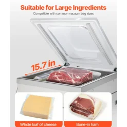VEVOR Chamber Vacuum Sealer, 260W Sealing Power, Vacuum Packing Machine for Wet Foods, Meats, Marinades and More, Compact Size with 10.2 in Sealing Length, Applied in Home Kitchen and Commercial Use