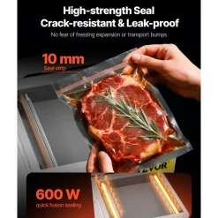 VEVOR Chamber Vacuum Sealer, 260W Sealing Power, Vacuum Packing Machine for Wet Foods, Meats, Marinades and More, Compact Size with 10.2 in Sealing Length, Applied in Home Kitchen and Commercial Use