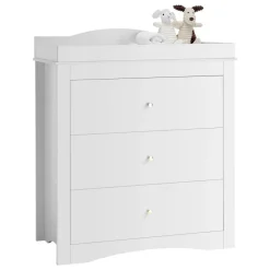 VEVOR Changing Table Dresser, Baby Diaper Change Station with 3 Drawers, Multi-Functional Modern Changing Table Dresser with Storage Organizer Nursery for Children's Room, White