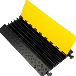 VEVOR 5 Channel Cable Protectors Extreme Rubber Cable Ramps Heavy Duty Protective Cable Wire Cord Ramp Driveway Rubber Traffic Speed Bumps Cable Protector (5-Channel, 1Pack-18000Lb)