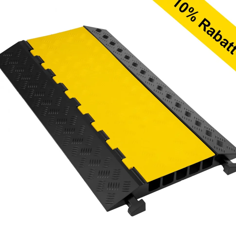 VEVOR 5 Channel Cable Protectors Extreme Rubber Cable Ramps Heavy Duty Protective Cable Wire Cord Ramp Driveway Rubber Traffic Speed Bumps Cable Protector (5-Channel, 1Pack-18000Lb)