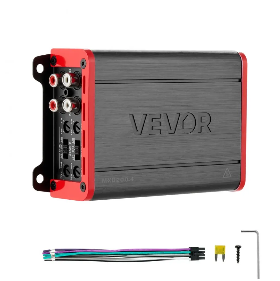 VEVOR 4 Channel Car Audio Amplifier 2 Ohm Stable Bridgeable Class D Full Range Amp Max Power 4 x 120W @ 4 Ohm / 4 x 200W @ 2 Ohm for Car SUV Truck Off-Road