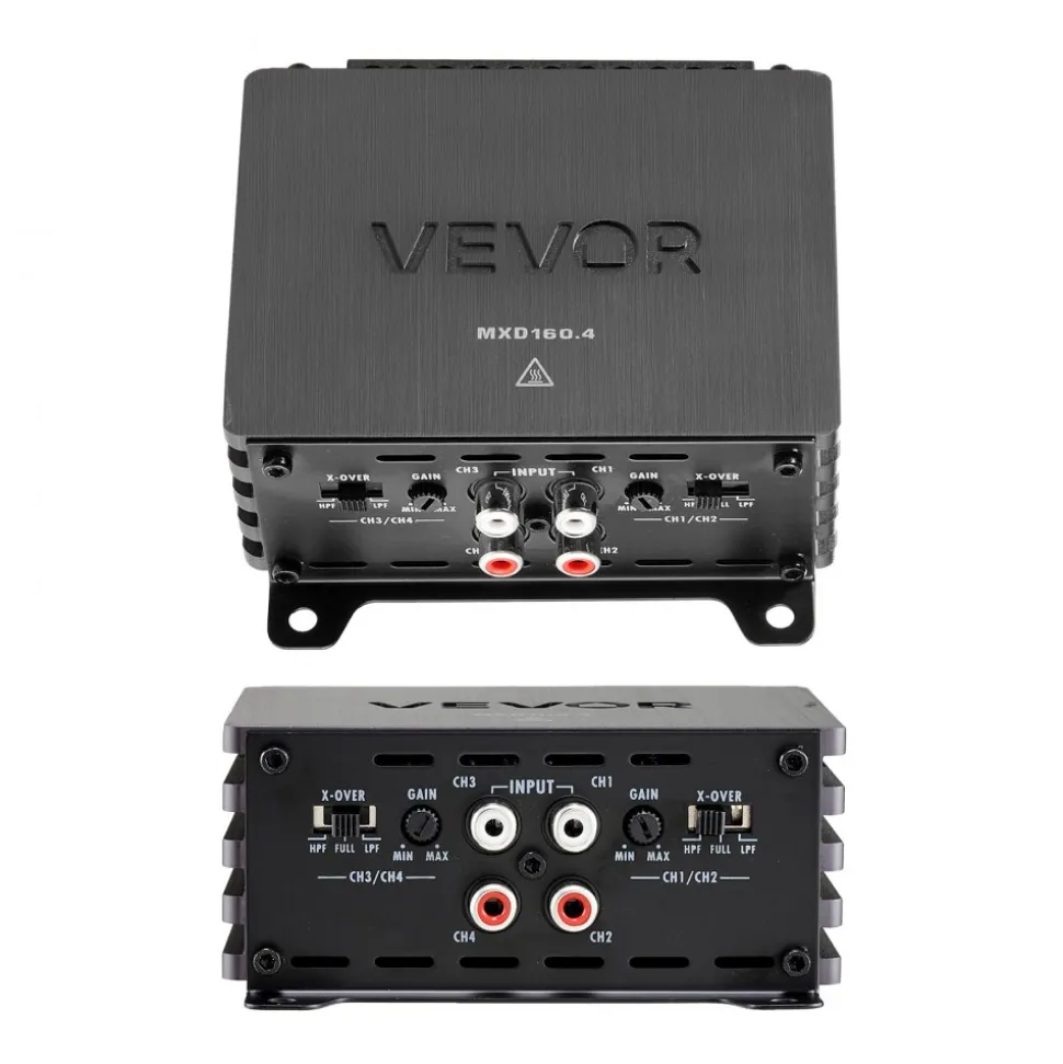 VEVOR 4 Channel Car Audio Amplifier 2 Ohm Stable Bridgeable Class D Full Range Amp Max Power 4 x 110W @ 4 Ohm / 4 x 160W @ 2 Ohm for Car SUV Truck Off-Road