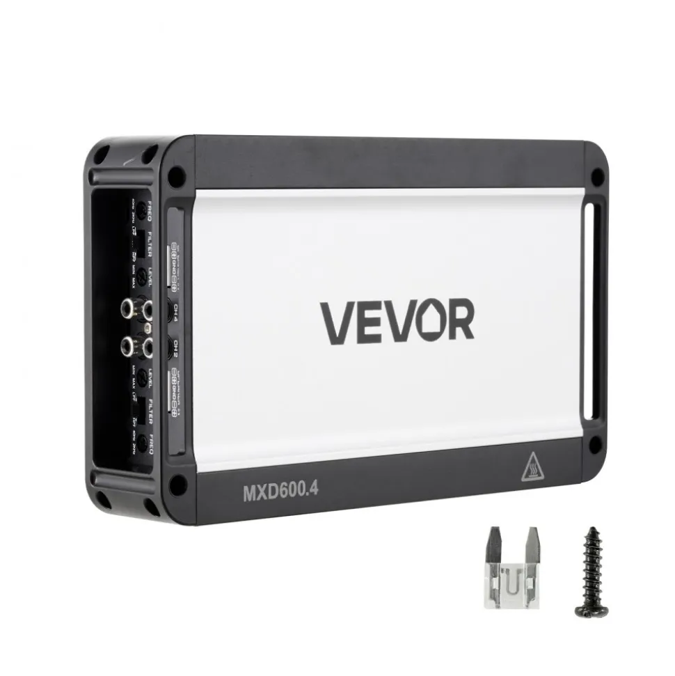 VEVOR 4 Channel Car Audio Amplifier 2 Ohm Stable Bridgeable Class A/B Full Range Amp Max Power 4 x 250W @ 4 Ohm / 4 x 500W @ 2 Ohm for Car SUV Truck Off-Road