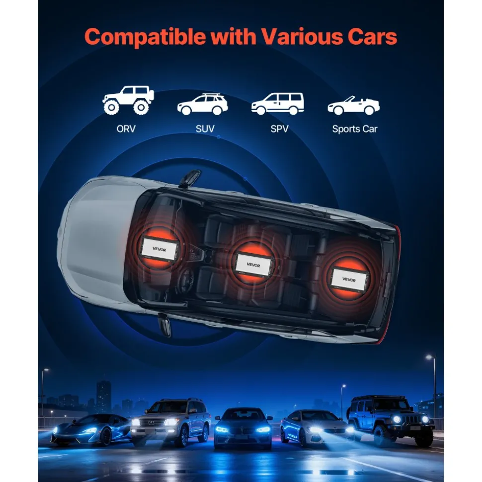 VEVOR 4 Channel Car Audio Amplifier 2 Ohm Stable Bridgeable Class A/B Full Range Amp Max Power 4 x 250W @ 4 Ohm / 4 x 500W @ 2 Ohm for Car SUV Truck Off-Road