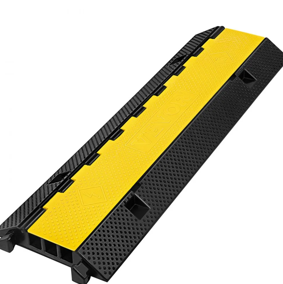 VEVOR 3 Channel Rubber Cable Protector Ramp 1.2 x 1.2 Inch Channel Heavy Duty Cable Wire Cord Cover Ramp Speed Bump Driveway Hose Cable Ramp Protector