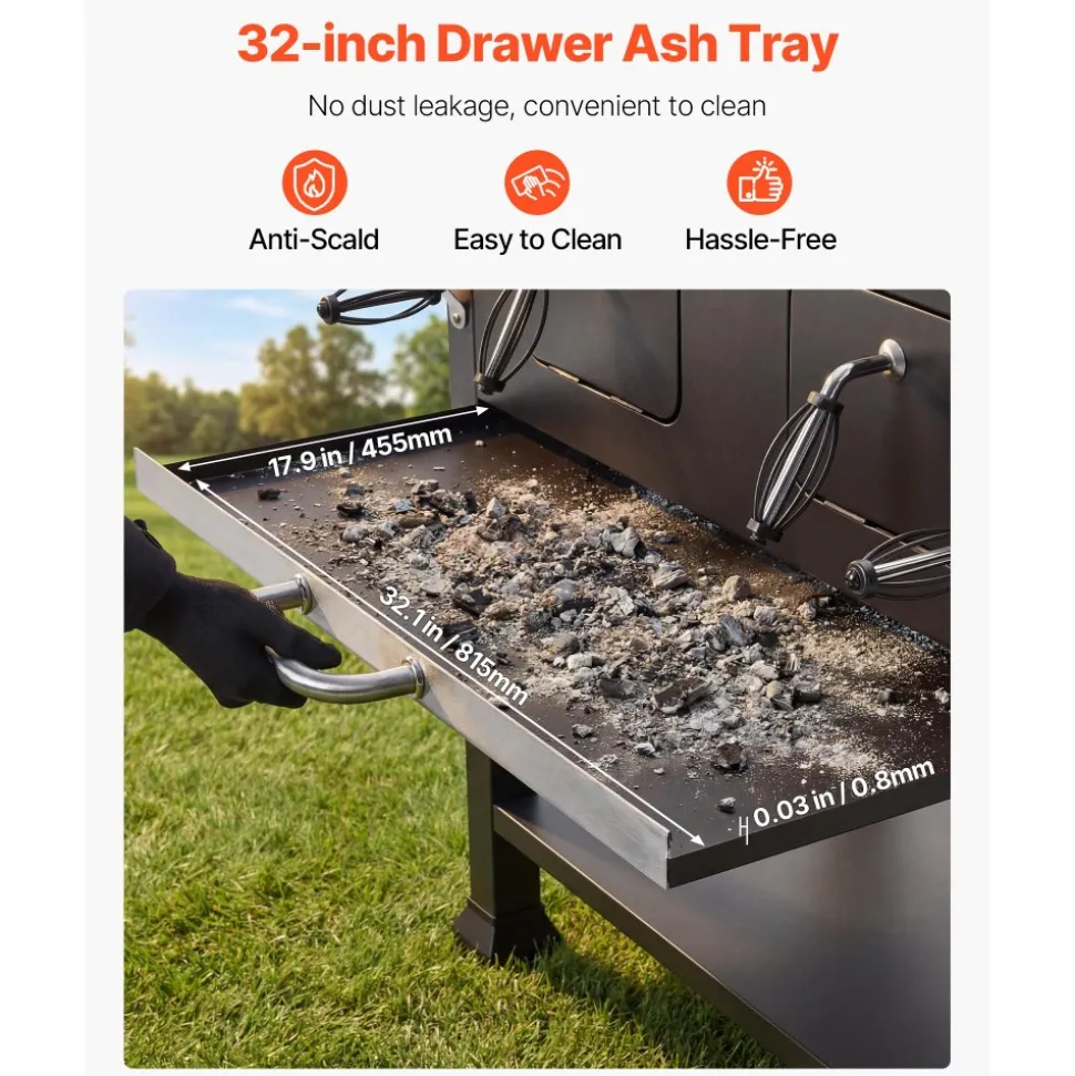 VEVOR Charcoal Grill, 780 sq.in. Extra-Large Charcoal Barbecue Grill with 2 Liftable Charcoal Trays & Folding Side Tables, High-Temp Powder-Coated Steel BBQ Cooking Grills for Patio Backyard Parties