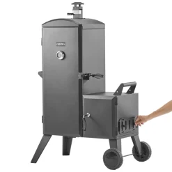 VEVOR Charcoal Offset Smoker, Heavy-Duty Steel BBQ Offset Smoker with Side Firebox, Movable Outdoor Barbecue Smokers with 6 Adjustable Grates, Thermometer & Air Vents for Backyard Patio Party Cooking