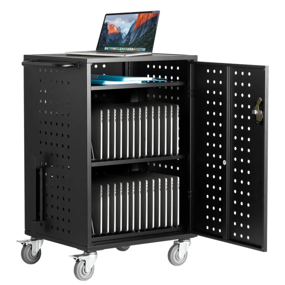 VEVOR Charging Cart, 32 Device Mobile Charging Station, Up to 15.6 in Screen Size, Office and Classroom Mobile Charging Cart, for Chromebook, Tablet and Laptop