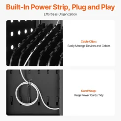 VEVOR Charging Cart, 32 Device Mobile Charging Station, Up to 15.6 in Screen Size, Office and Classroom Mobile Charging Cart, for Chromebook, Tablet and Laptop
