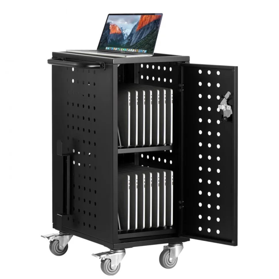 VEVOR Charging Cart, 16 Device Mobile Charging Station, Up to 15.6 in Screen Size, Office and Classroom Mobile Charging Cart, for Chromebook, Tablet and Laptop