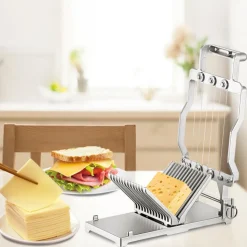 VEVOR Cheese Cutter With Wire 1 cm & 2 cm Cheeser Butter Cutting Blade Replaceable Cheese Slicer Wire, Aluminum Alloy Commercial Cheese Slicer with 304 Stainless Steel Wire Kitchen Cooking Baking Tool