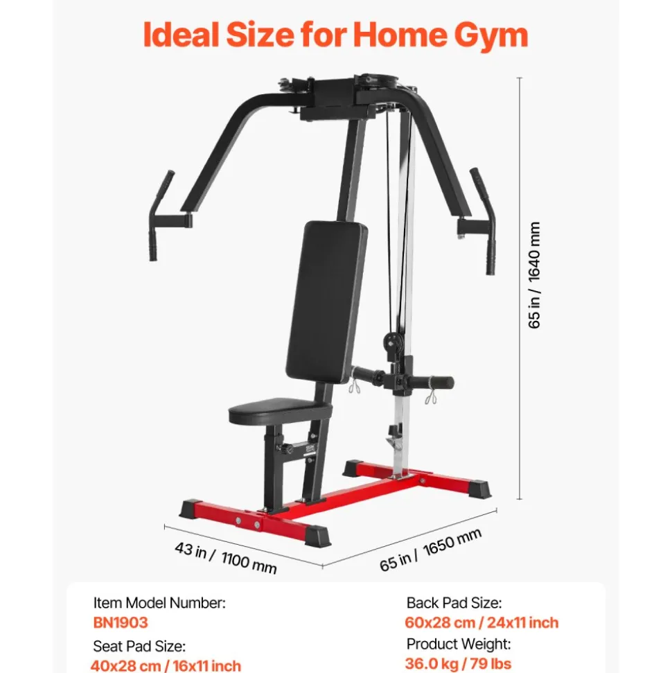 VEVOR Chest Fly Machine, Upper Body Specialty Machine for Home Gym, Adjustable Fly and Reverse Delt Machine, for Chest, Back, Pectoral, Rear Deltoid and Shoulder Workouts, Hold up to 450LBS