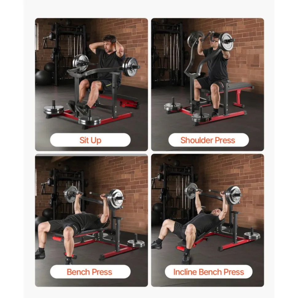 VEVOR Chest Press Machine, 450 LBS Bench Press Set, Adjustable Flat Incline Bench with Independent Converging Arms, Upper Chest Equipment, Fitness Home Gym Equipment for Chest, AB Workouts, Shoulder