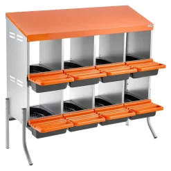 VEVOR Chicken Nesting Boxes, 8 Compartments, with Support Legs, Easy Egg Collection, Galvanized Steel and High-Strength Plastic, Roll Away Nesting Boxes for Chickens and Hens Laying Eggs, Orange