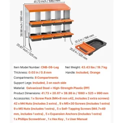 VEVOR Chicken Nesting Boxes, 8 Compartments, with Support Legs, Easy Egg Collection, Galvanized Steel and High-Strength Plastic, Roll Away Nesting Boxes for Chickens and Hens Laying Eggs, Orange