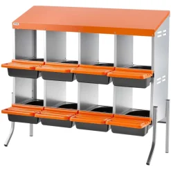 VEVOR Chicken Nesting Boxes, 8 Compartments, with Support Legs, Easy Egg Collection, Galvanized Steel and High-Strength Plastic, Roll Away Nesting Boxes for Chickens and Hens Laying Eggs, Orange
