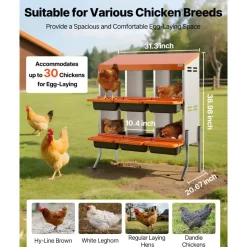 VEVOR Chicken Nesting Boxes, 6 Compartments, with Support Legs, Easy Egg Collection, Galvanized Steel and High-Strength Plastic, Roll Away Nesting Boxes for Chickens and Hens Laying Eggs, Orange