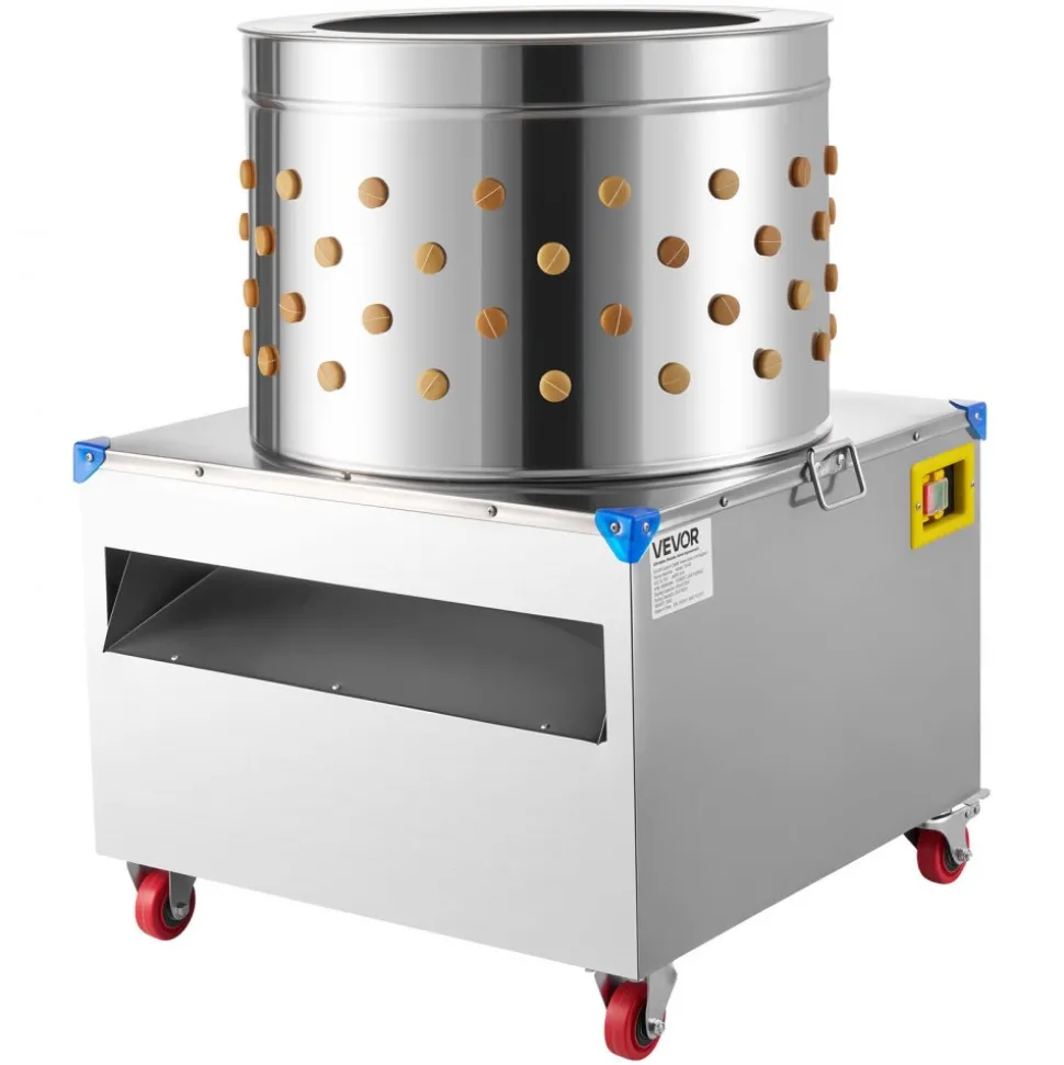 VEVOR Chicken Plucker Machine, 23.6 in Drum, 2200W & 240RPM Electric Chicken Plucking Machine with 119 Soft Fingers & Transport Wheels, Stainless Steel Feather Remover for Processing 2-4 Chicks Once