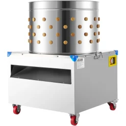 VEVOR Chicken Plucker Machine, 23.6 in Drum, 2200W & 240RPM Electric Chicken Plucking Machine with 119 Soft Fingers & Transport Wheels, Stainless Steel Feather Remover for Processing 2-4 Chicks Once