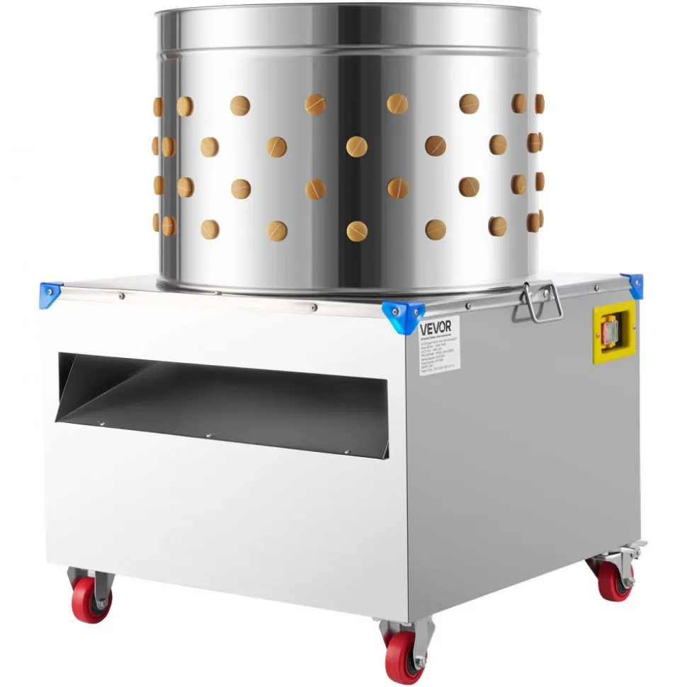 VEVOR Chicken Plucker Machine, 23.6 in Drum, 2200W & 240RPM Electric Chicken Plucking Machine with 119 Soft Fingers & Transport Wheels, Stainless Steel Feather Remover for Processing 2-4 Chicks Once