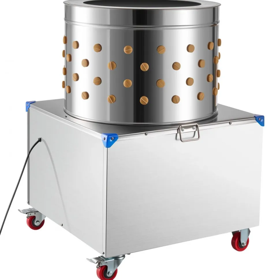 VEVOR Chicken Plucker Machine, 23.6 in Drum, 2200W & 240RPM Electric Chicken Plucking Machine with 119 Soft Fingers & Transport Wheels, Stainless Steel Feather Remover for Processing 2-4 Chicks Once