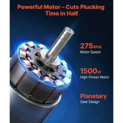 VEVOR Chicken Plucker Machine, 19.7 in Drum, 2HP & 275RPM Electric Chicken Plucking Machine with 106 Soft Fingers & Transport Wheels, Stainless Steel Feather Remover for Processing 2-4 Chicks Once
