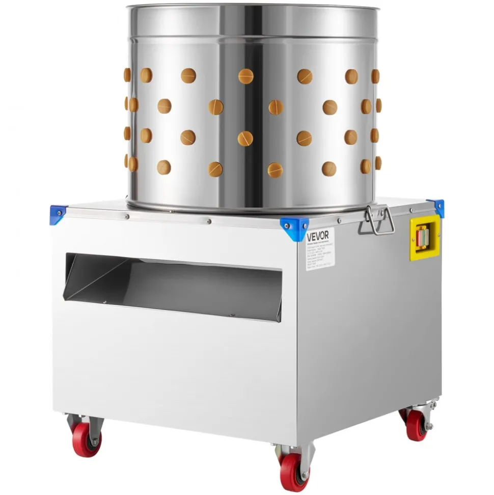 VEVOR Chicken Plucker Machine, 19.7 in Drum, 2HP & 275RPM Electric Chicken Plucking Machine with 106 Soft Fingers & Transport Wheels, Stainless Steel Feather Remover for Processing 2-4 Chicks Once