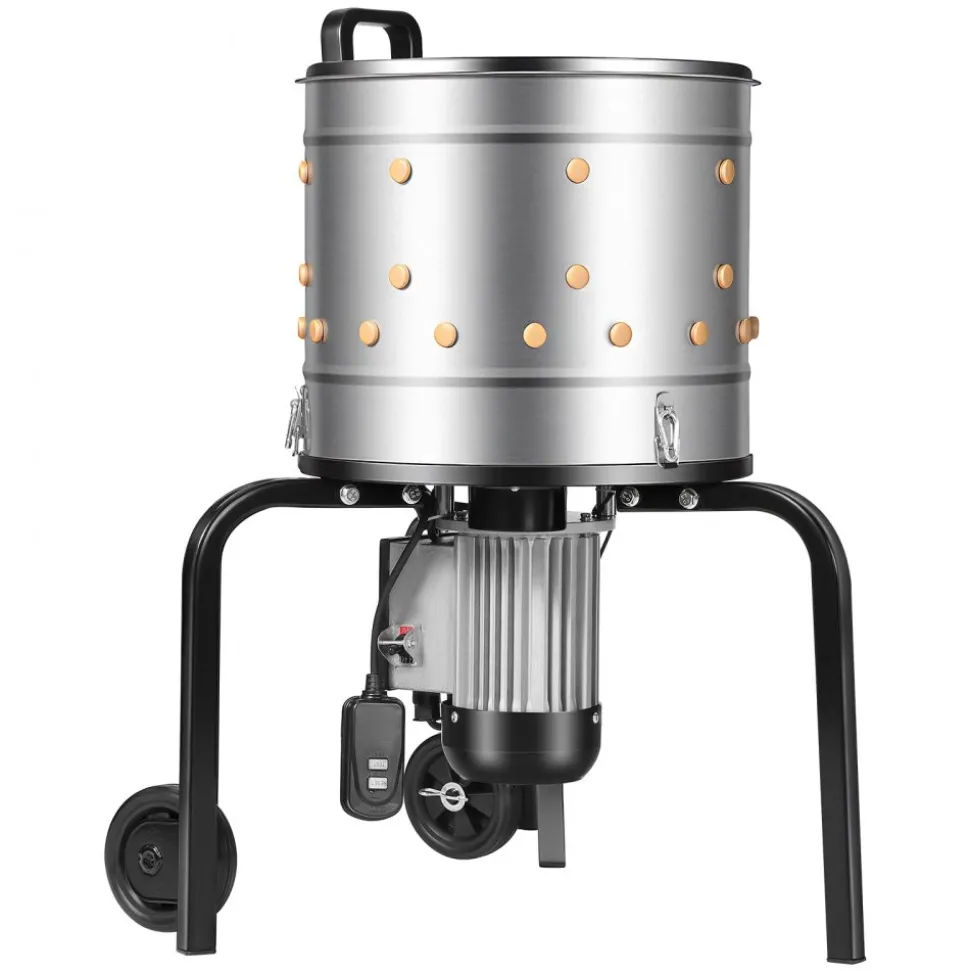 VEVOR Chicken Plucker Machine, 15.7 in Drum, 550W & 275RPM Electric Chicken Plucking Machine with 114 Soft Fingers & Transport Wheels, Stainless Steel Feather Remover for Processing 1-2 Chicks Once