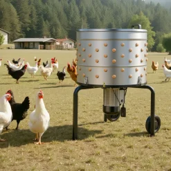 VEVOR Chicken Plucker Machine, 25.6 in Drum, 1200W & 275RPM Electric Chicken Plucking Machine with 158 Soft Fingers & Transport Wheels, Stainless Steel Feather Remover for Processing 4 Chicks Once