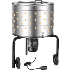 VEVOR Chicken Plucker Machine, 25.6 in Drum, 1200W & 275RPM Electric Chicken Plucking Machine with 158 Soft Fingers & Transport Wheels, Stainless Steel Feather Remover for Processing 4 Chicks Once