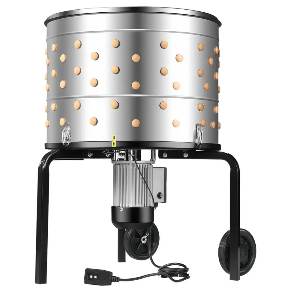 VEVOR Chicken Plucker Machine, 25.6 in Drum, 1200W & 275RPM Electric Chicken Plucking Machine with 158 Soft Fingers & Transport Wheels, Stainless Steel Feather Remover for Processing 4 Chicks Once