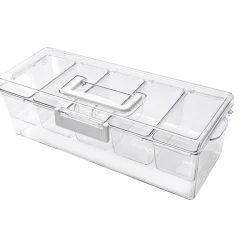 VEVOR Chilled Condiment Server Caddy, 5 Compartment Ice Cooled Serving Container, Plastic Fruit Garnish Tray Platter with Lid, for Taco Salad Bar Accessories, Party Home Restaurant Supplies
