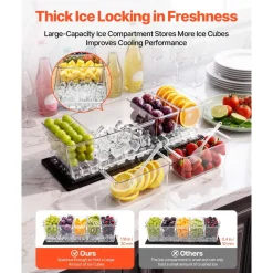 VEVOR Chilled Condiment Server Caddy, 5 Compartment Ice Cooled Serving Container, Plastic Fruit Garnish Tray Platter with Separate Lid, for Taco Salad Bar Accessories, Party Home Restaurant Supplies