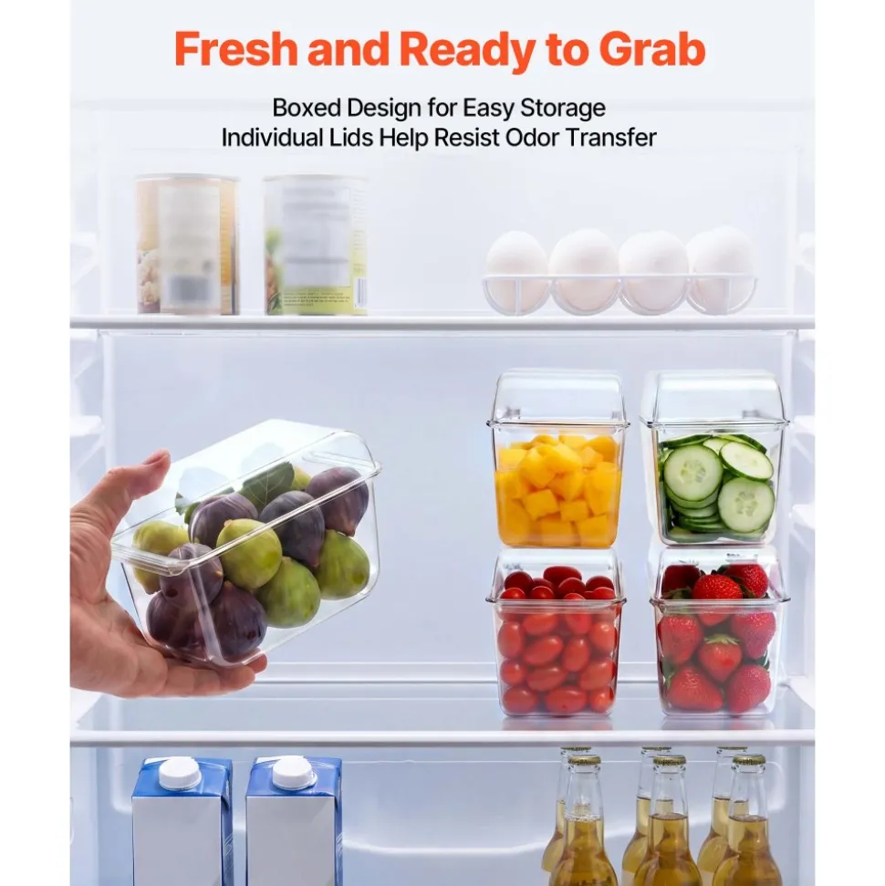 VEVOR Chilled Condiment Server Caddy, 5 Compartment Ice Cooled Serving Container, Plastic Fruit Garnish Tray Platter with Separate Lid, for Taco Salad Bar Accessories, Party Home Restaurant Supplies