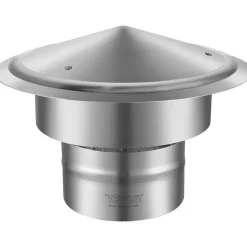 VEVOR Chimney Cap, 6 inch, 304 Stainless Steel Round Roof Rain Cap, 11.81-inch Increased Caps, All Weather & Reinforced Screws & Easy Installation, for Perfect Insulation Vent Cover Outside, Silver