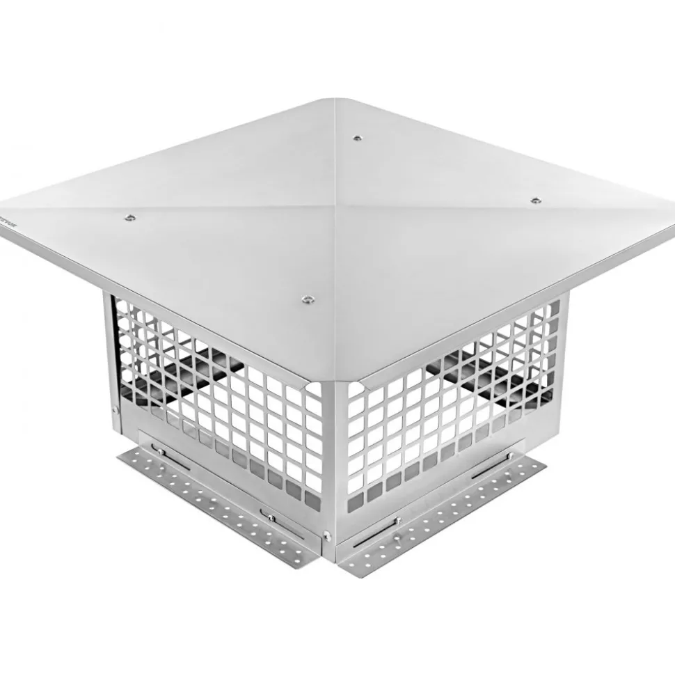 VEVOR Chimney Cap, 13" x 13" Flue Caps, 304 Stainless Steel Fireplace Chimney Cover, Adjustable Metal Spark Arrestor with Bolts Screws, Mesh Chimney Flue Cover for Outside Existing Clay Flue Tile