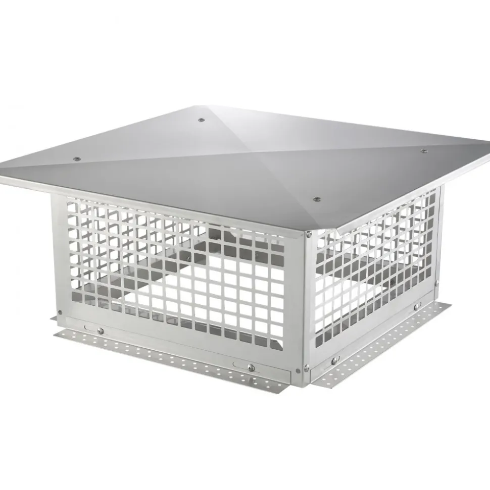 VEVOR Chimney Cap, 17 x 17 inch, 304 Stainless Steel Fireplace Chimney Cover, Not Easily Toppled & Practical Accessories & Easy Installation, Fits Mesh Flue Covers Outside Clay Flue Shingles, Silver