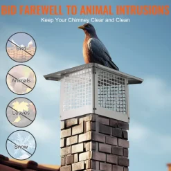 VEVOR Chimney Cap, 12 x 12 inch, 304 Stainless Steel Fireplace Chimney Cover, Not Easily Toppled & Practical Accessories & Easy Installation, Fits Mesh Flue Covers Outside Clay Flue Shingles, Silver
