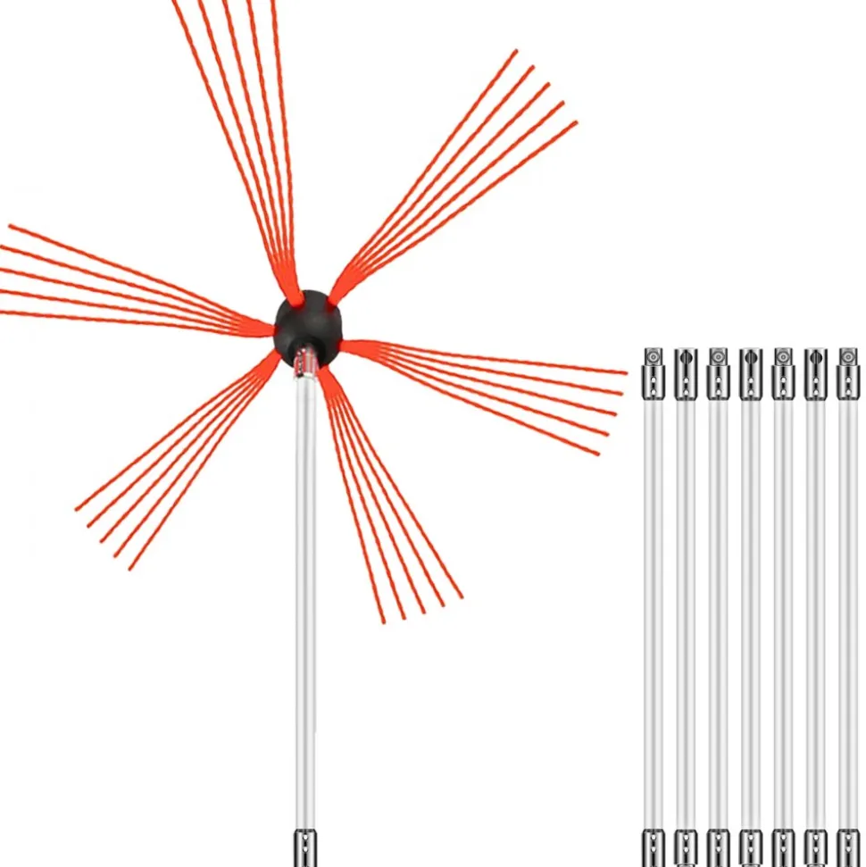 VEVOR Chimney Sweep Kit 26FT, Chimney Brush 315 Inch Chimney Brush Rod Kit 8 Rods with Nylon Flexible Rods .