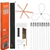 VEVOR Chimney Sweep Kit, 30 ft Maximum Extendable Length Chimney Brush, Chimney Cleaner Sweeper with Dual Brush Heads, Brush & Goggles, Fireplace Cleaning Tool for Square, Rectangle, Arch Chimneys