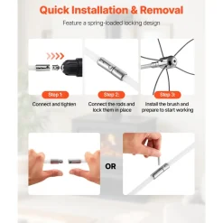 VEVOR Chimney Sweep Kit, 39 ft Maximum Extendable Length Chimney Brush, Chimney Cleaner Sweeper with Dual Brush Heads & Bristle Replacements, Fireplace Cleaning Tool for Square, Rectangle Chimneys