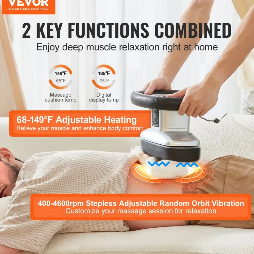 VEVOR Chiropractic Massager, 400-4600rpm Variable Speed Professional Vibrating Massager, Handheld Chiropractic Orbital Body Massager for Back, Neck, Shoulder Muscle Relief